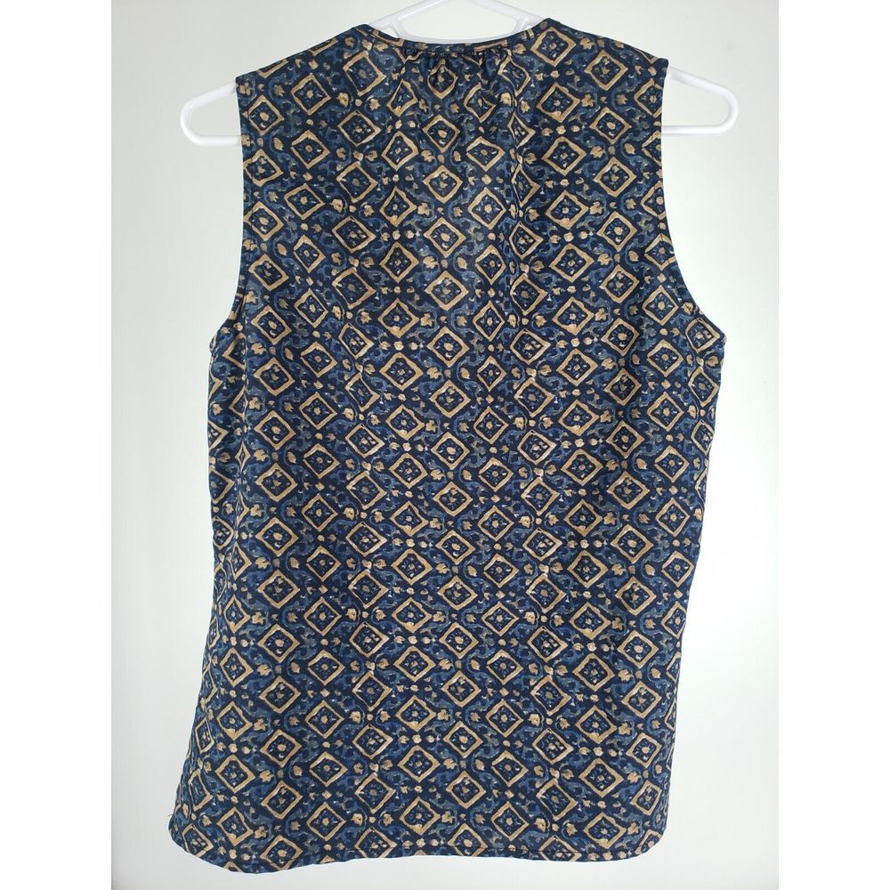 Lauren Ralph Lauren Sleeveless Shell Tank Top Blouse Tie Front Sz PXS Geometric - Picture 3 of 7